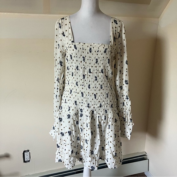 Free People Two Faces Floral Mini Dress in Tea Combo size Large - Picture 3 of 9